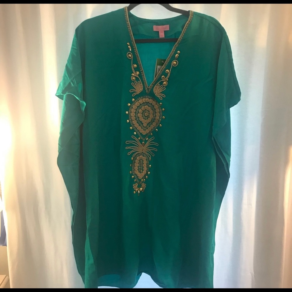 Lily pulitzer chai caftan in agate green cover up
